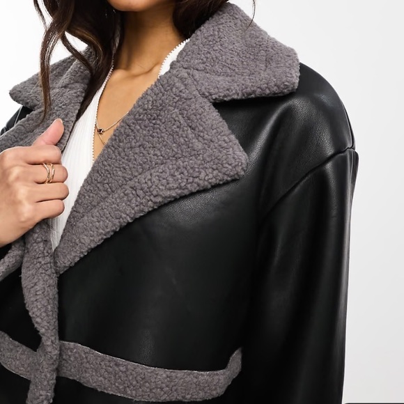 Faux shearling leather jacket NWOT - Picture 3 of 14